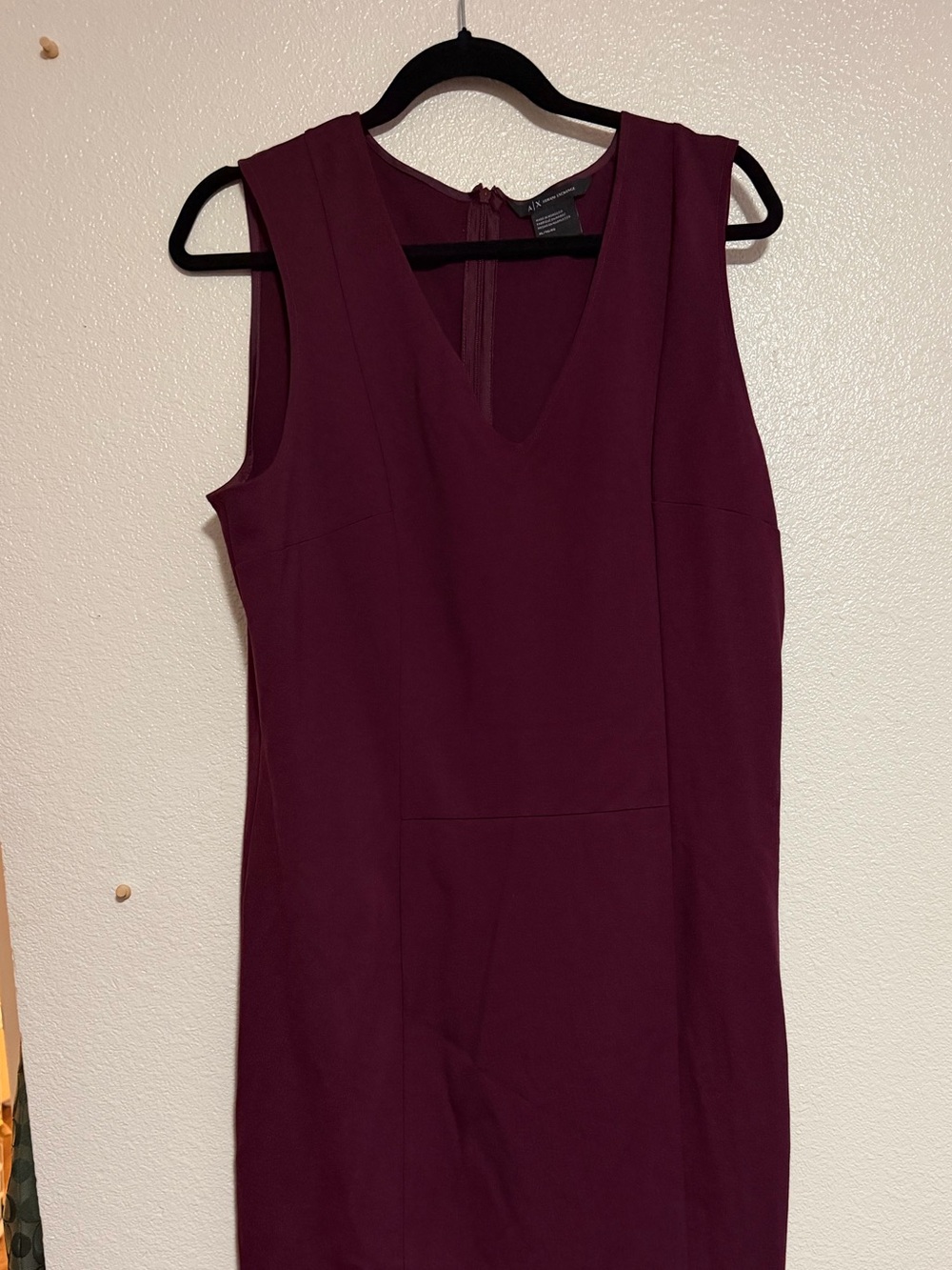 A/X Armani Exchange Sleeveless V-Neck Midi Dress in Burgundy